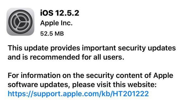 金湖苹果手机维修分享iOS12.5.2发布，建议所有老苹果用户安装 